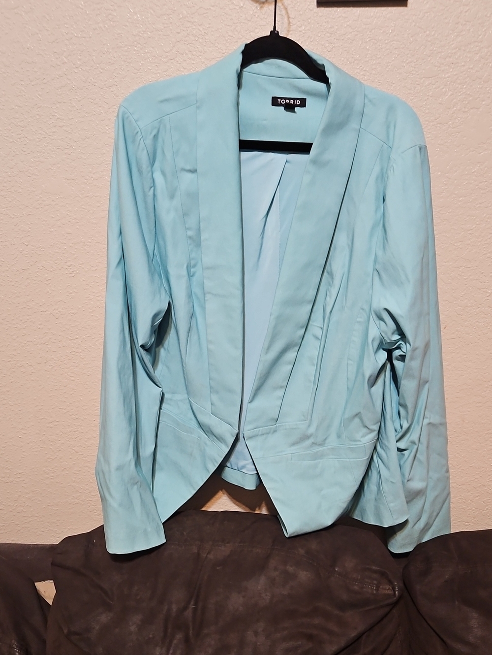 torrid Aqua Open-Front Draped Blazer